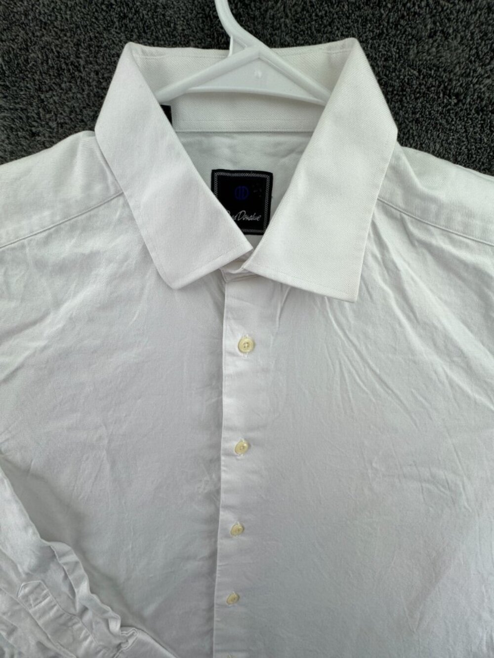 David Donahue Long Sleeve Button Up Shirt Men Cotton Size 16.5 34/35 White